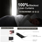 BrightWhite Linen 86 Inch 100% Blackout Curtains for Bedroom, Pleated Heading Tape Ring Clips Back Tab Thermal Custom Made Window Curtains Living Room Modern Farmhouse (100 Wide Total, Each W50"x2Pcs)