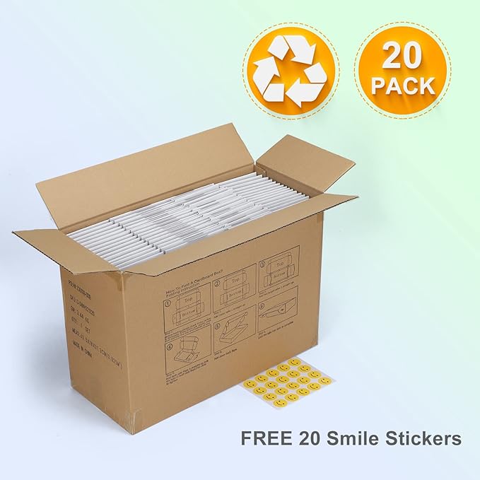 MEBRUDY 12x9x4 Shipping Boxes, 20 Pack White Literature Mailer Corrugated Cardboard Box for Small Business Mailing Packaging