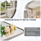 ANDY STAR Brushed Nickel Bathroom Mirror, 24x48 Oblong Mirror with Stainless Steel Metal Frame, Silver Oval Vanity Mirror for Over Sink, Modern Anti Rust Wall Mounted