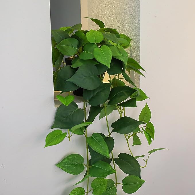 Fake Pothos Hanging Plants, 33" Artificial Hanging Plant, Faux Pothos Vines Hanging Plant Greenery for Home Living Room Indoor Outdoor Decor