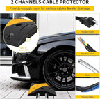 3.3 FT Heavy Duty Rubber Speed Bump 2-Pack, Driveway Cable Protector Ramp with Installation Bolts for Parking Lots, Garage & Gravel Roads