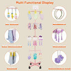 Retail Display Stand Rotating Display Stand 4 Tier Spinning Display Stand for Craft Shows, Jewelry, Keychain, Earring Adjustable Height Retail Display Racks (Pink)