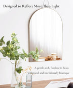 FONDAZZA Gold Arched Wall Mirror 13”x19”-Vintage Hanging Mirror with Chain, Decorative Brass Mirror for Entryway, Bathroom, Bedroom&Living Room, Small Antique Gold Wall Mirror