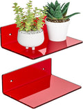 9 Inch Red Acrylic Small Wall Shelf, Home Wall Display Ledges for Storage, Room Décor, Space Saving, Items Organizer, 2 Pack