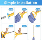 Commercial Mop with Extra Head Replacement, 63Inch Handle Heavy Duty Industrial Mop Looped-End String Wet Mops for Floor Cleaning for Warehouse, Workshop, Garage, Office, Home (2 Mops Head)