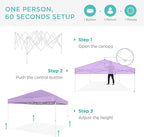 Best Choice Products 10x10ft 1-Person Setup Pop Up Canopy Tent Instant Portable Shelter w/ 1-Button Push, Case, 4 Weight Bags - Lilac/White