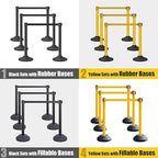 6 Pack Premium Crowd Control Stanchion Set, 40" H Delineator Post with 10' Feet Retractable Belt, Heavy-Duty Base, Safety Rope Barriers for Traffic Queue (Heavy Rubber Base, Black)