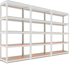 HOMEDANT House 5 Tier Laminated Metal Shelving Unit Adjustable Storage Utility Rack Heavy Duty Shelves Organization Multipurpose Shelf Kitchen Garage Pantry Closet (3, (M) 36.2" W, White)