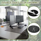 PATIKIL Desk Grommet 3-3/16", 4 Pcs Round Cable Grommet Cord Hole Cover with Adhesive Tape Flexible Table Wire Organizer for Office Home Table Countertop, Black