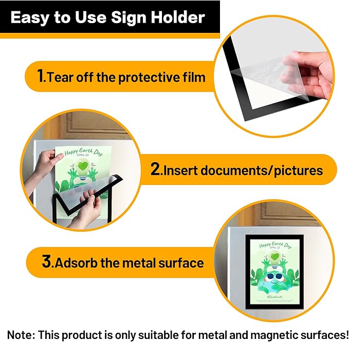 10-Pack Magnetic Sign Holders 8.5 x 11 - Magnetic Frames for Fridge & Metal Surfaces - Document & Paper Display Holders, Picture/Poster/Photo Frames for Home, Office, Classroom