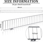 20 Pcs Retail Gondola Shelf Front Wire Fence Guard Rail 48" X 3" Sturdy Metal Supermarket Guardrail Chrome Commodity Organization Baffle Display Enhancer for Retail Stores Fruit Fresh Food