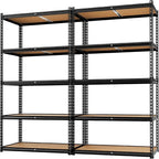 LEVELEVE 5-Tier Heavy Duty Storage Shelving Unit, 2020 lbs Capacity, Adjustable Metal Utility Shelf, 48" L x 18" W x 73" H for Garage, Kitchen, Pantry, Basement, Bathroom, Laundry,2 Pack
