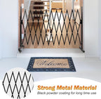 SMONTER Expandable Barricade Gate, 129" Metal Safety Barrier Gate with Casters, Accordion Garden Yard Fence Portable Dog Gates with Latch Indoor Outdoor