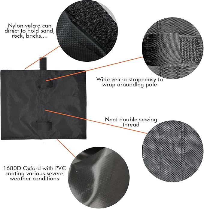 Ontheway Sand Bags for Canopy Tent, Heavy Duty Weights Sandbags, 4pcs-Pack (Black)