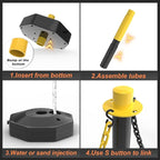 6 Pack Traffic Delineator Post Cones with Fillable Base, Adjustable Plastic Safety Barrier with 5Ft Plastic Chain, Outdoor and Indoor Crowd Control Stanchion for Traffic Control and Warning