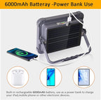 100W LED Rechargeable Work Light, 6000mAh Portable Solar Floodlight with 5 Light Modes, 10,000 Lumens Security Lights, IP66 Waterproof for Camping, Power Outages, Emergency, Hiking, Car Repairing
