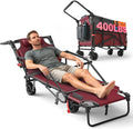LEVELEVE Heavy Duty Folding Wagon - 2-in-1 Collapsible Cart, 400lb Capacity, All-Terrain Wheels w/Brakes & Side Pockets (Red)