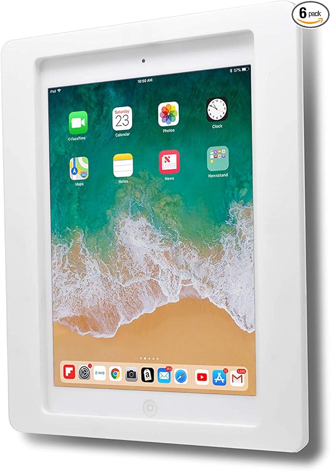 TABcare Anti-Theft Acrylic VESA Enclosure for Apple iPad Pro 12.9" 2018 2020 2021 with Wall Mount Kit & 90-Degree Angle USB C Cable (iPad Pro 12.9" 3/4/5, White)