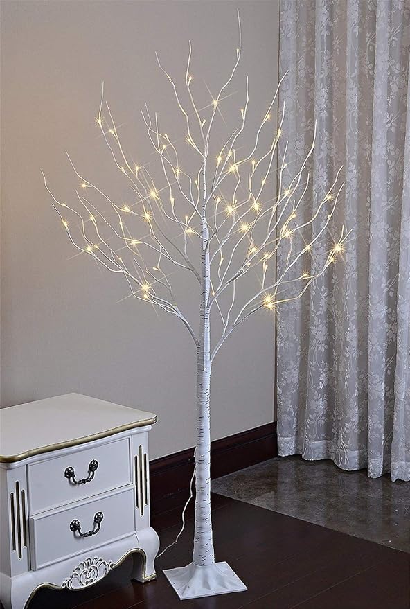 LIGHTSHARE 6 Feet Birch Tree, 72 LED Lights, Warm White, for Home, Festival, Party, and Christmas Decoration, Indoor and Outdoor Use
