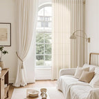 Nanspring Natural Linen Curtains 90 Inches Long for Living Room Country Semi Sheer Light Filtering Curtains Farmhouse Decor Boho Curtain for Bedroom Back Tab and Rod Pocket 52x90, 2 Panels