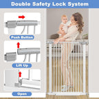 72.2"-76.7" Extra Wide Baby Gate, 40.5" Tall Dog Gate Indoor,Walk Through Pet Gates for Doorways Kitchen No Drilling Auto Close Pressure Mounted Safety Child Toddler Gate, White