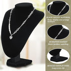 6 Pcs Necklace Display Stand Necklace Holder Jewelry Bust Display Stands for Selling Home Store Trade Shows Photography Props Retail(Black,Velvet)
