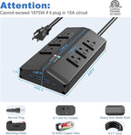 JUNNUJ Heavy Duty Surge Protector Power Strip with 6 Plug 4 USB Ports, 20 Amp 12 Gauge 6 FT Extension Cord with Multiple Outlets. Metal Wall Mount Outlet Extender for Garage Industrial Shop