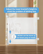 Retractable Baby Gate for Doorways and Stairs, Mesh Safety Gate for Pet, Indoor & Outdoor Use, One-Hand Operation, Easy Installation, 33.6" Tall, Expands to 55" Wide（White,33.6"x55")