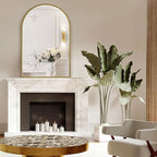 30" x 48" Gold Arched Mirror, Arch Wall Mirror, Metal Frame Black Bathroom Mirror, Arched Top Bathroom Vanity Mirror for Living Room, Bedroom, Entryway, Tempered Glass, Shatter Proof