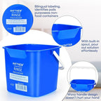 Matthew Red&Green&Blue Detergent and Sanitizing Cleaning Bucket 6 Quart Cleaning Pail,Set of 3 Square Containers,Built-In Spout w/Handle,Wash Rinse Sanitize Handwash Bucket,Incl.3Pcs Microfiber Cloths