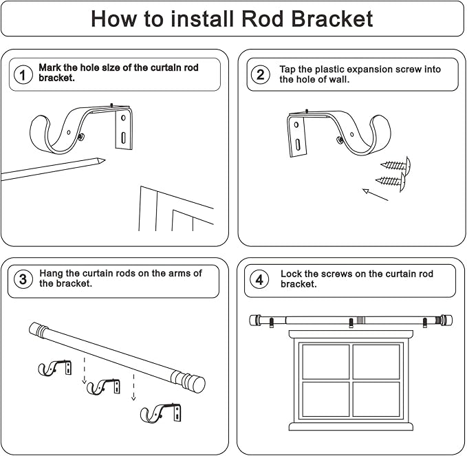 Curtain Rods for Windows 16 to 170 Inches Adjustable Length 1 Inch Diameter Window Curtain Rod with Aluminium End Cap, White