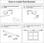 Curtain Rods for Windows 16 to 120 Inches Adjustable Length 1 Inch Diameter Window Curtain Rod with Aluminium End Cap, White