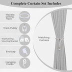 Faux Linen Semi Sheer Divider Curtain with Flexible Track, Extra Wide 1 Panel Light Filtering Privacy Curtain for Patio Sliding Glass Door or Room Divider, Living Room Bedroom, Natural, W72xL96