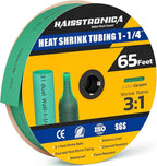 haisstronica 3:1 Heat Shrink Tubing, Shrink Ratio Adhesive Lined Marine Grade Heat Shrink Tube for Home, Automotive and Industrial (Green) 65FT 1-1/4inch
