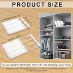 Gerrii 4 Pcs Closet Tension Shelf Rod Expandable Shelf Locker Organizer Adjustable Metal Storage Rack Scalable Layered Divider Separator for Cabinet Wardrobe Kitchen Bathroom (10.83''-17.91'')
