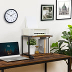 HOOBRO Under Desk Printer Stand, 2-Tier Industrial Printer Cart with Storage Shelf, Mobile Machine Holder Table Stand, for Home and Office, Rustic Brown and Black BF42PS01