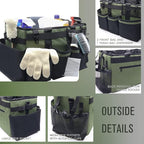 Wearable Cleaning Caddy Organizer with Handle & Shoulder Straps for Housekeepers, Under Sink & Car Cleaning Tool Organizer Bag with 4 Foldable Dividers (Green)