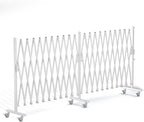 Expandable Barricade Gate,200"" Metal Safety Barrier Gate with Casters,Accordion Garden Yard Outdoor Indoor Fence Folding Security Dog Gates Wall Mount,White, Large