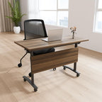 Conference Table, Modern Folding Meeting Tables with Flip Top, Mobile Podcast Table with Four Locking Wheels, Large Training Table for Meeting Room, Office, Classroom (2, A, 70.8in)