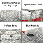 Love&go Soft Pillow Attached 2-in-1 Shopping Cart and High Chair Cover for Baby, Cotton Padded Cart Cover, Fold'n Roll Style, Portable with Carry Bag (Gray Arrow)