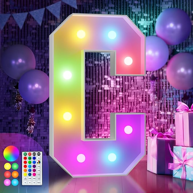 imprsv 3FT Colorful Marquee Letters C, 18 Colors Large Light up Letters Alphabet Sign with Remote, Big Marry Me Sign, Birthday Party Decorations Anniversary Wedding Decoration