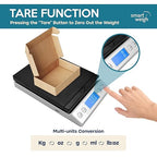 Smart Weigh Digital Shipping Scale 66LB x 0.1oz Hold and Tare Function Accurate Postal Scale for Packages Includes Batteries and USB-C Reliable for Mail and Shipping