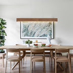 EDISLIVE Wood Linear LED Pendant Light Dimmable LED Chandelier 41.3 in Adjustable Linear Hanging Light Fixture 3000K 20W Island Light for Dinning Room Kitchen