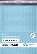 Light Blue Small Poly Bubble Mailers 6x10 inch #0 | Self Seal Padded Envelopes | Cushioned Bubble Mailer | Usable Size 6x9 | WaterProof | Lightweight mailing Shipping Bags | 250 Pack Bulk