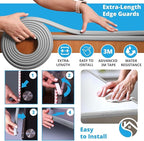 Furniture Edge Guards | 16ft Protective Protective Foam Cushion | Baby Child Proofing Set NonToxic and Safe for Table, Fireplace, Countertop | Gray