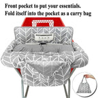 Love&go Soft Pillow Attached 2-in-1 Shopping Cart and High Chair Cover for Baby, Cotton Padded Cart Cover, Fold'n Roll Style, Portable with Carry Bag (Gray Arrow)
