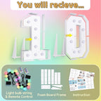 Marquee Numbers Colorful 10th Birthday Decoration: 4FT Large Light Up 10 Year Old Birthday Decorations Anniversary Backdrop Cardboard Sign 18 Colors Number 10 Mosaic Balloon Frame