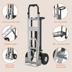 Aluminum Convertible Hand Truck, 800lbs 3 in 1 Folding Dolly Cart Lightweight Frame,Heavy Duty Industrial Platform Cart Handtruck for Construction, Logistics, Shopping, Home, Office Moving (Black)