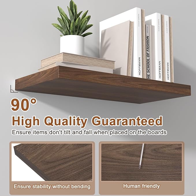 12 Inch Deep Floating Shelves for Wall 2 Pack Floating Shelfs Large Storage Space Wall Decor Display Shelf for Bathroom Living Room Bedroom Kitchen 40" W x 12" D x 1.2" H Walnut