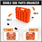HORUSDY 2-Pack Double Side Parts Organizers, 34-Compartments Tool Box with Removable Dividers, Small Hardware Storage Case for Screws, Bolts, Nuts, Nails, DIY, Crafts, Fishing Gear & Small Parts